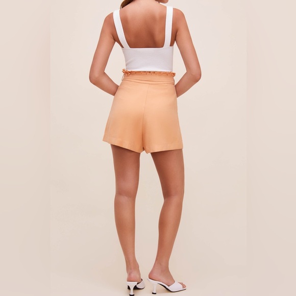 (B51) ASTR The Label Pacific Pleated Tie Waist Shorts, Peach Papaya, Sz S, NWT - Picture 4 of 7